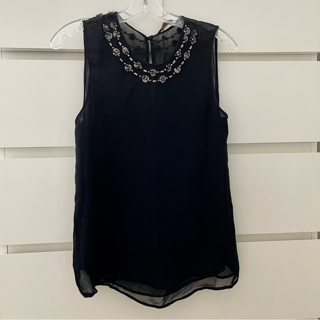 Zara Basic Sequins And Beaded Blouse